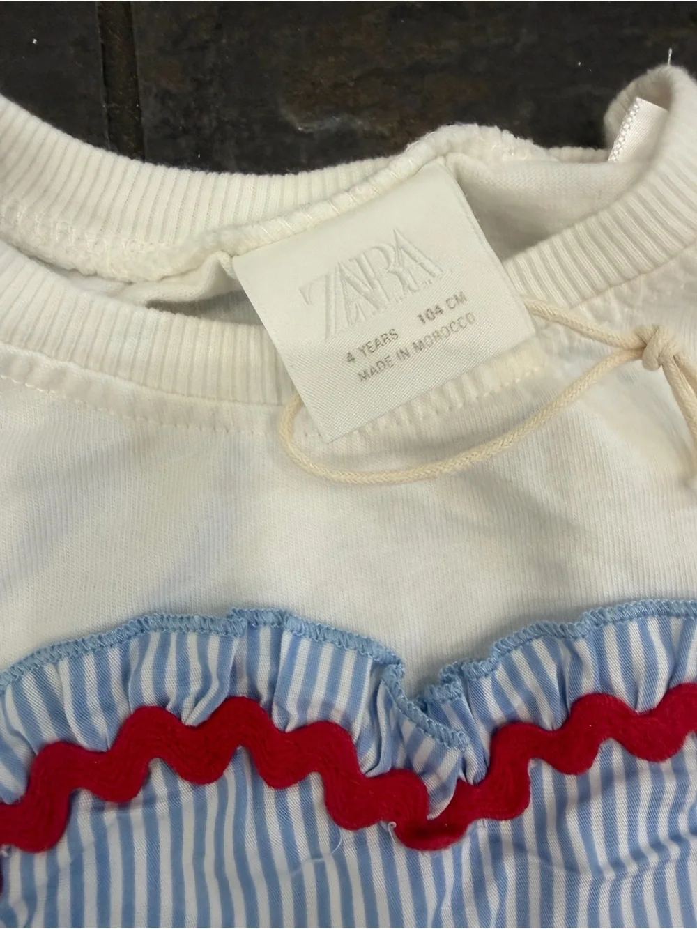 Zara Heart Appliqué Tee + Cat & Jack Blue Stripe Shorts Outfit Bundle Girls 4-6